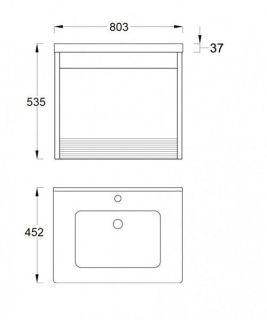 Подвесная тумба под раковину Veedi Vision VSN800T-CR 80см белый/дуб орех